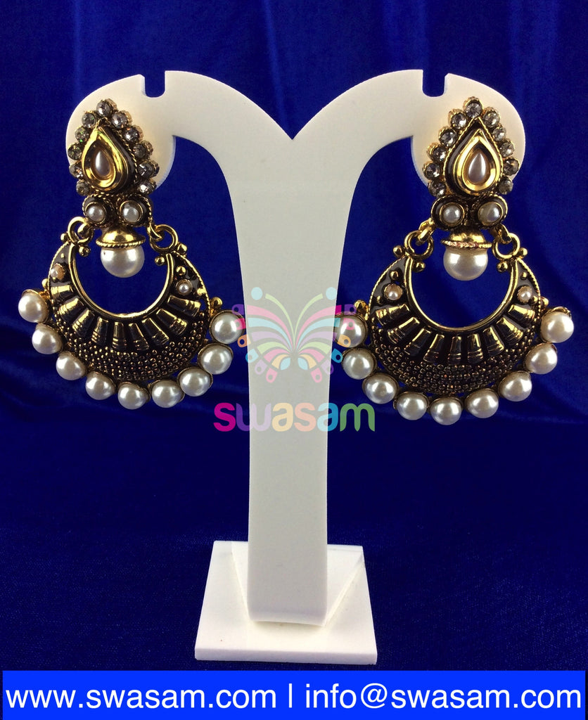 Polki Earring Medium Pearl