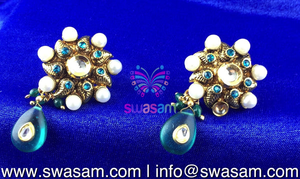 Turquoise blue and Pearl Round