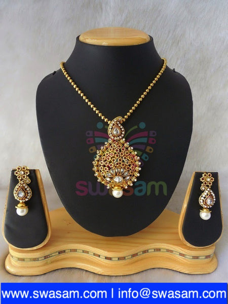 Polki Pearl Pendant set