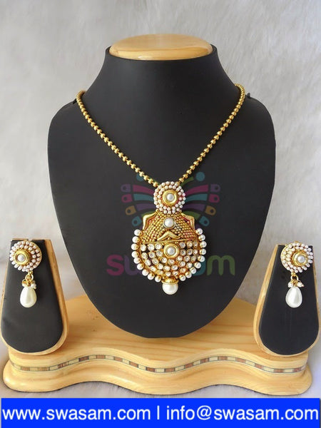 Polki Pearl Pendant set