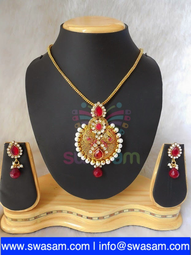 Polki Red Pendant set