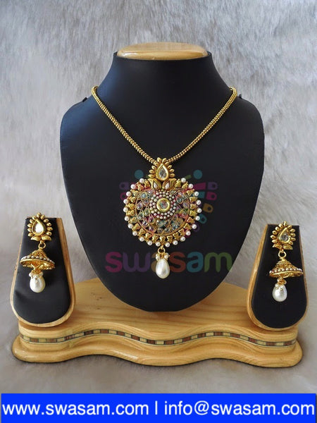 Polki Pearl Pendant set