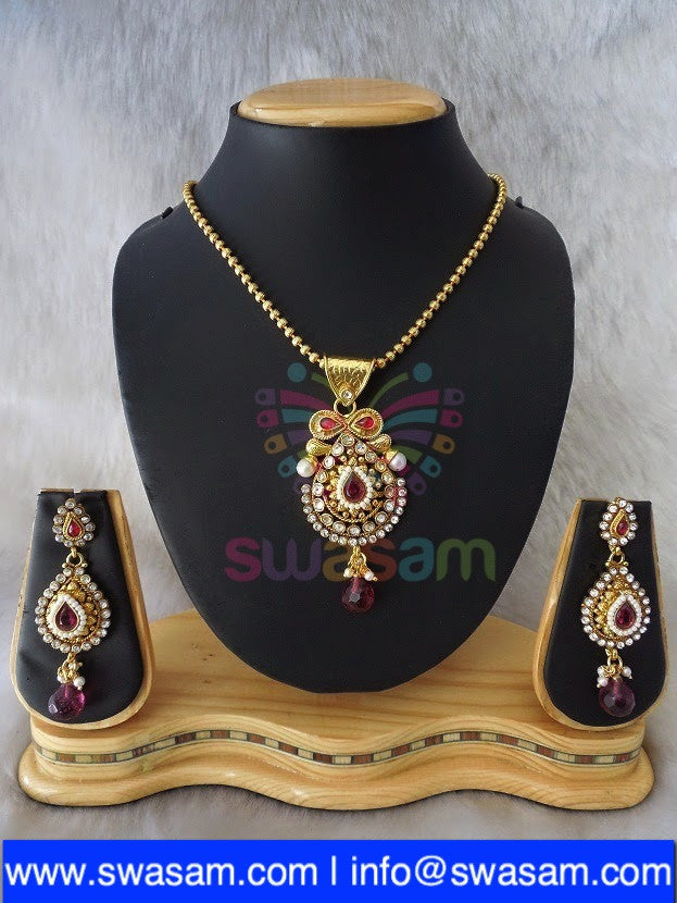 Polki Red Pendant set