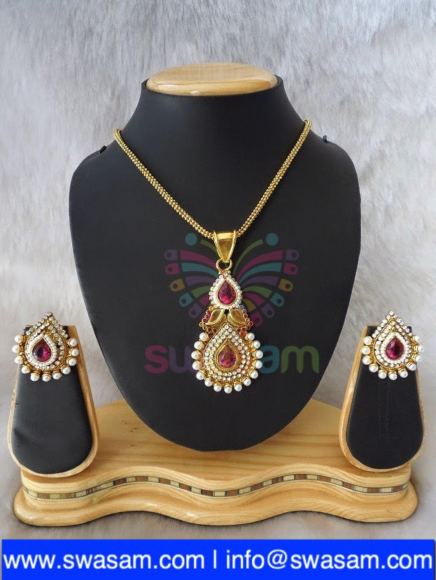 Polki Pink Pendant set