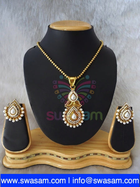 Polki Pearl Pendant set