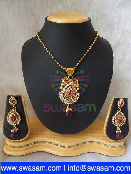 Polki Pink Pendant set