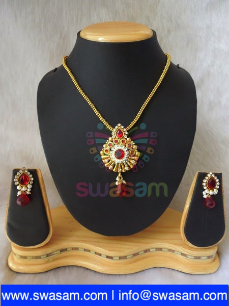 Polki Red Pendant set