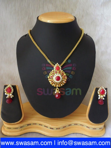 Polki Pink Pendant set