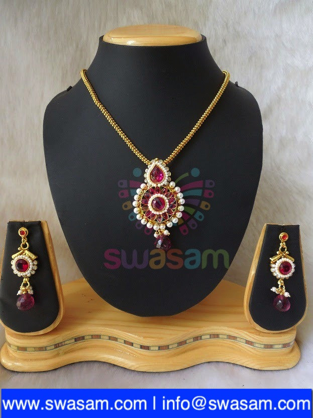 Polki Pink Pendant set